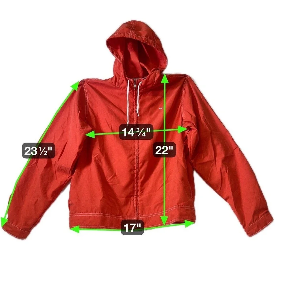 Nike Women's XS‎ Red Orange Hooded Windbreaker Jacket White Stitching
